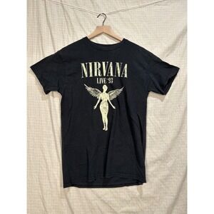 Nirvana Live 93 Tour Graphic T-Shirt Mens Medium Black Grunge Rock Tee #2142